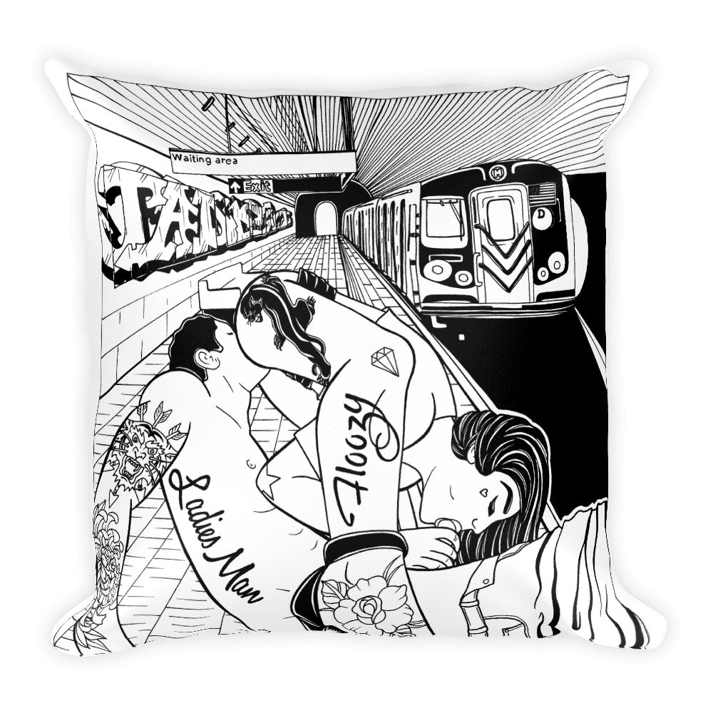 Waiting for the train Square Pillow