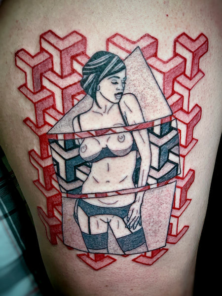 Geometric erotic tattoos